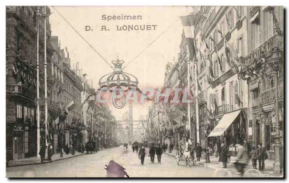 Vista de rua decorada — Espécime D. A. LONGUET - Frente