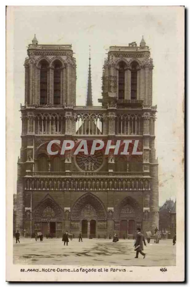 Paris-Notre-Dame — fachada e o parvis — editor Marque ROSE, n° 4052 - Frente