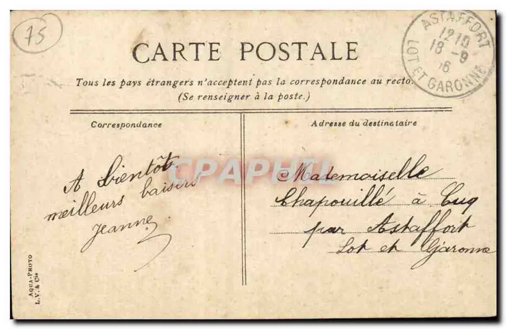 PARIS - Der Métropolitain. Gare de la Bastille — Verlag L.V. & Cie - Rückseite