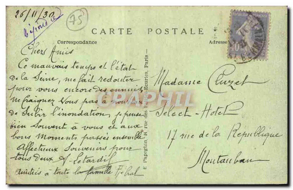Paris — Avenue d'Orléans und die Kirche Saint-Pierre de Montrouge — A. P. - Rückseite