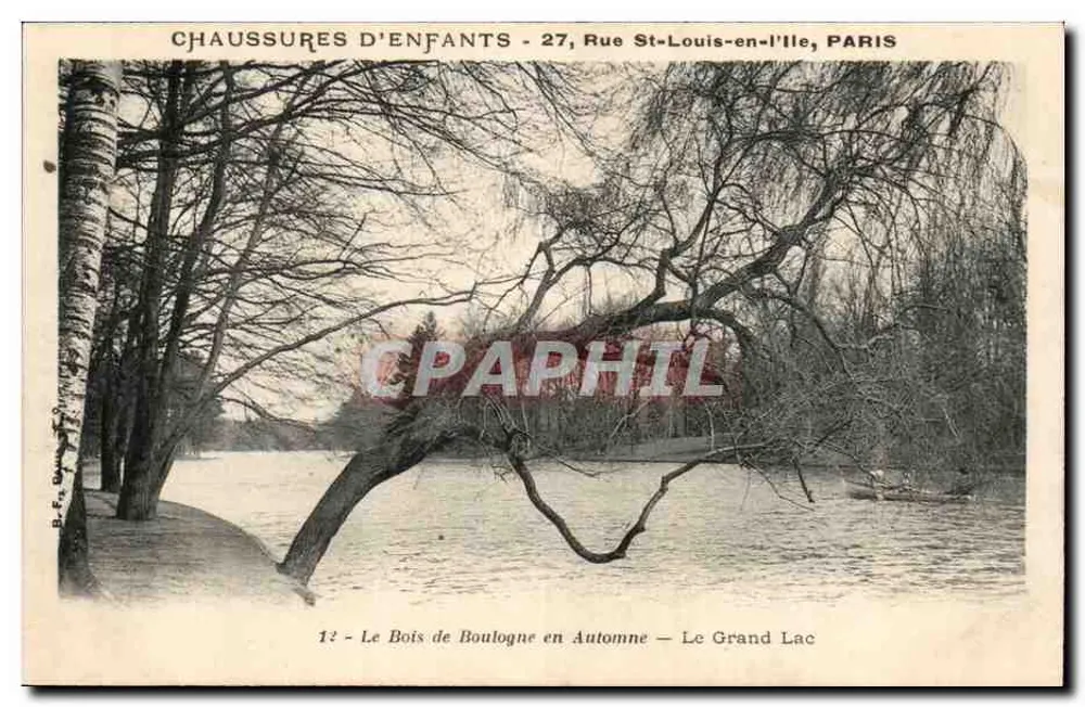 Der Bois de Boulogne im Herbst — Der Große See — Kinderstiefel, 27 Rue St-Louis-en-l'Ile, Paris - Vorderseite