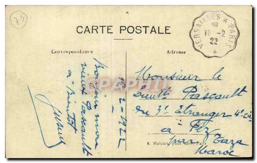 Paris - Estação Montparnasse — vista da entrada e de um trêmio — E.M. n°5074 - Verso