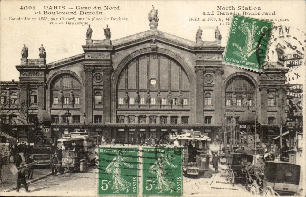 Paris – Gare du Nord und Boulevard Denain — n° 4091 - Vorderseite