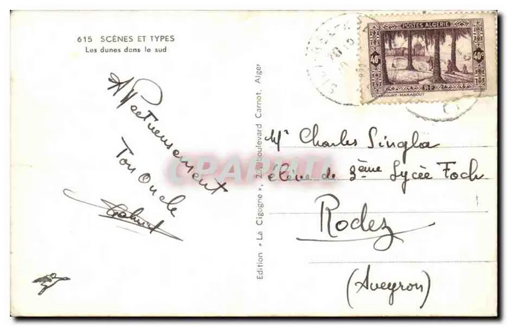 Dunas no sul — Argélia — Edição «Scènes et Types» n°615 - Verso