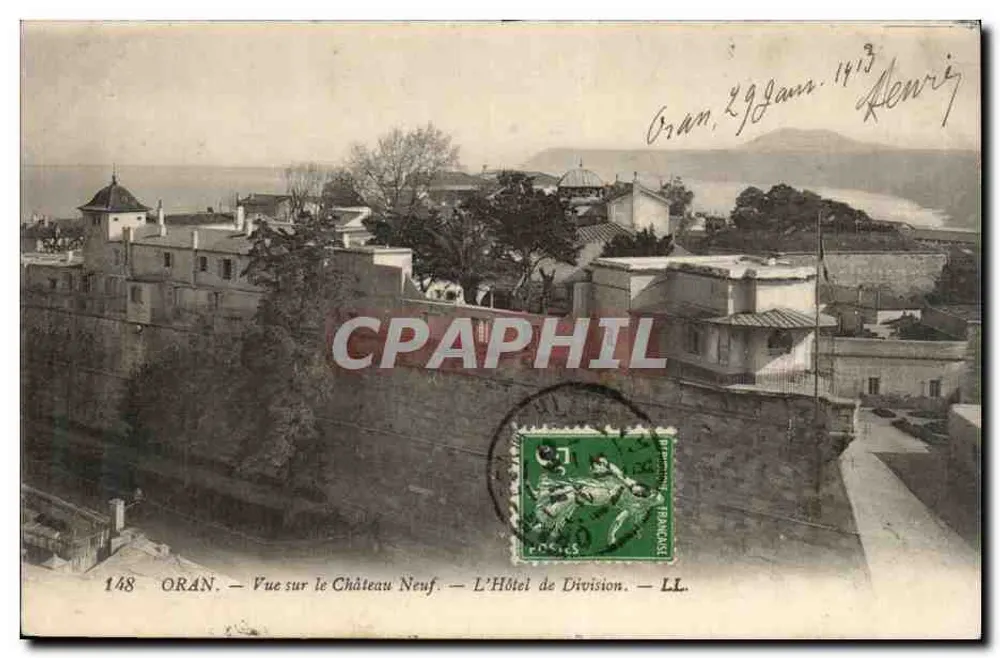 Oran — Ansicht des Neuen Schlosses — Das Hotel de la Division — LL. — Nr. 148 - Vorderseite