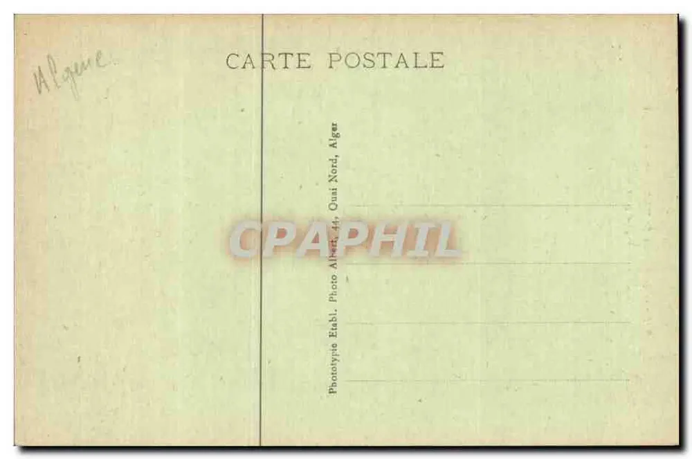 Szenen und Typen Nordafrikas — Eine Saguia zur Bewässerung — Phototypie Eiabl, Algier - Rückseite
