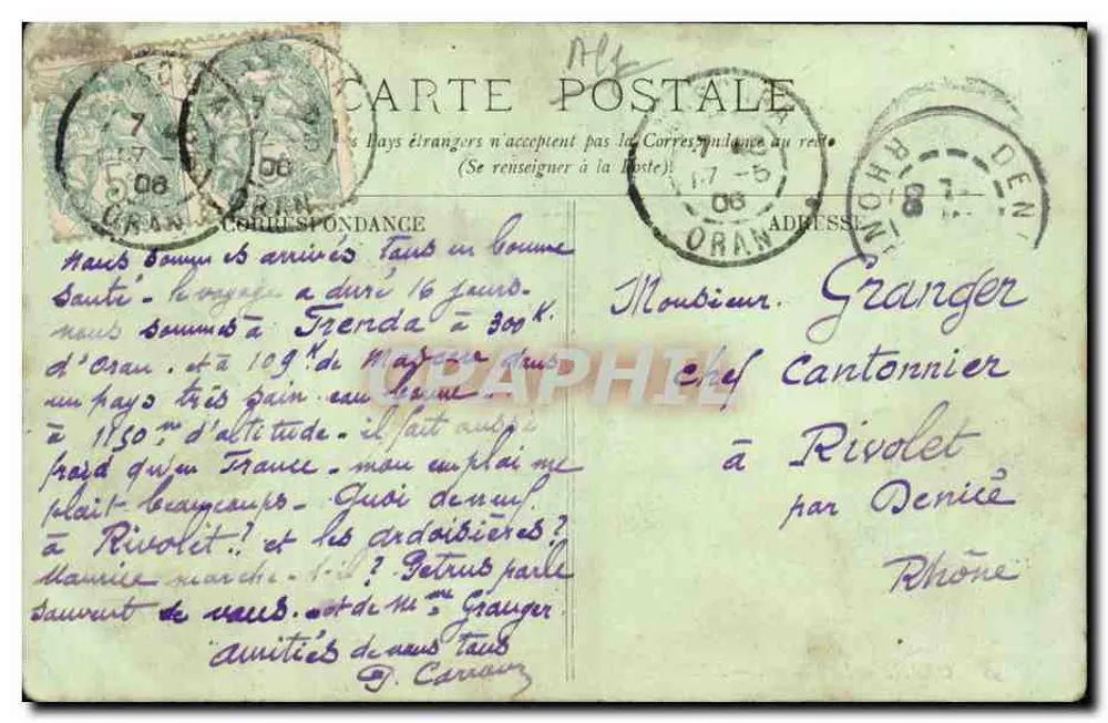 Oran — A Marinha — LL. — Trenča, província de Oran - Verso