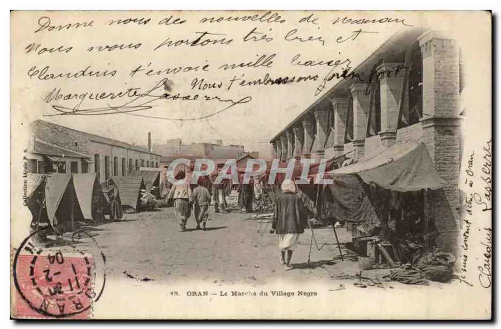 Oran — Ansicht des Dorfmarktes der Neger — Verlag: Rhoda P. S. - Vorderseite