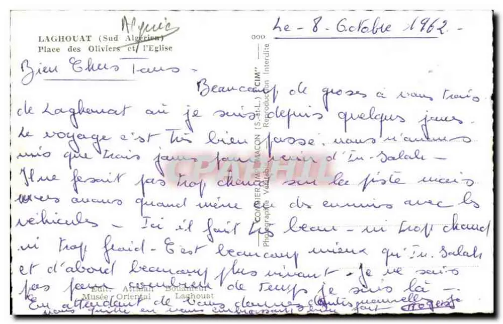 Laghouat (Süd Algerien) — Platz der Oliven und die Kirche — Éd. Artémis Maccon - Rückseite