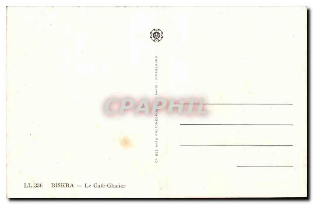 Biskra — Kawiarnia z lodami — C° des Arts Photomécaniques, Paryż - Rewers