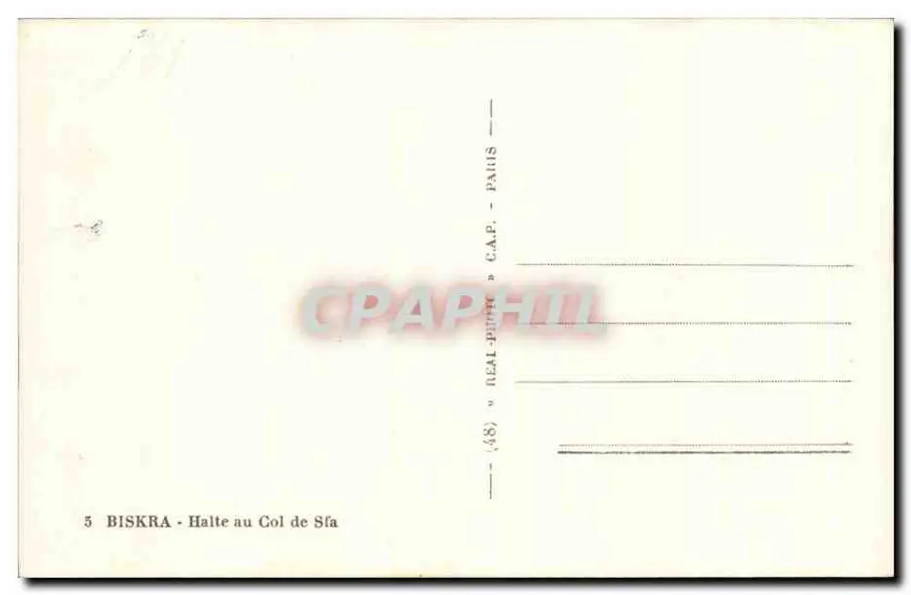 Biskra — Halte am Sfa-Pass — Verlag C.A.P. (Paris) - Rückseite