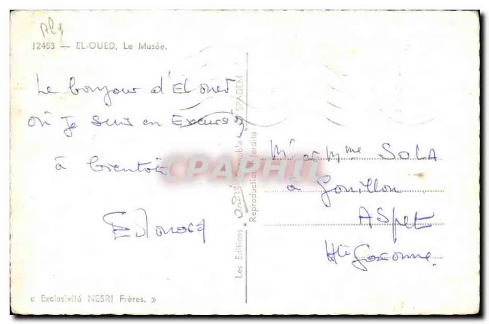 El-Oued — O Museu — Edições Nesri Frères n°12453 - Verso
