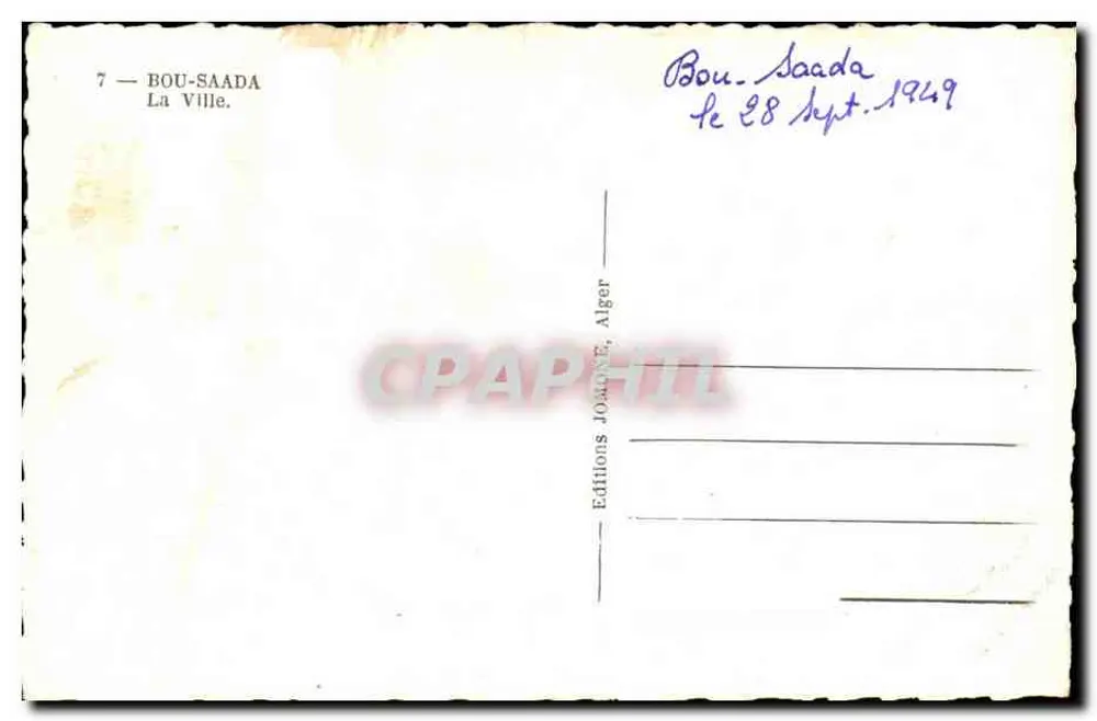 Bou-Saada — A Cidade — Edições Joaione, Argel, n°7 - Verso