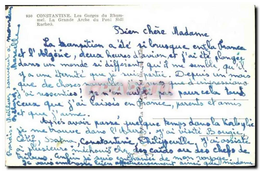 Constantine — Die Schluchten des Rhumel. Die Große Bogenbrücke von Sidi Rached - Rückseite