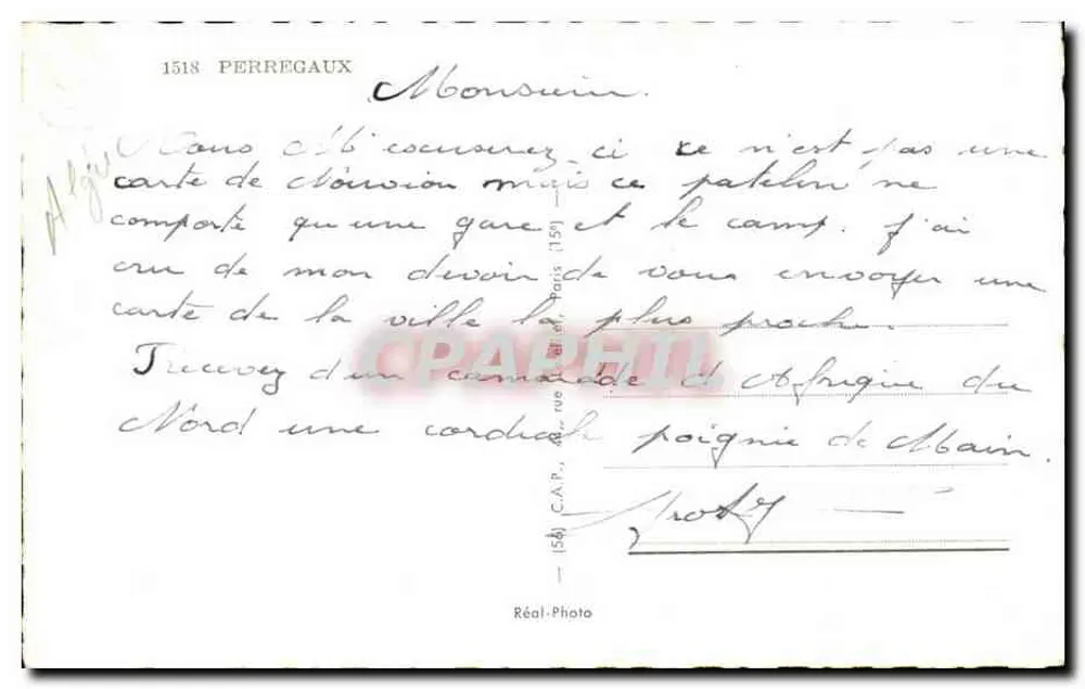 Perrégaux — Avenida de Verdun, Praça Louis Laurent, O Barragem, A Escola Maternal Victor-Hugo — Réal-Photo - Verso