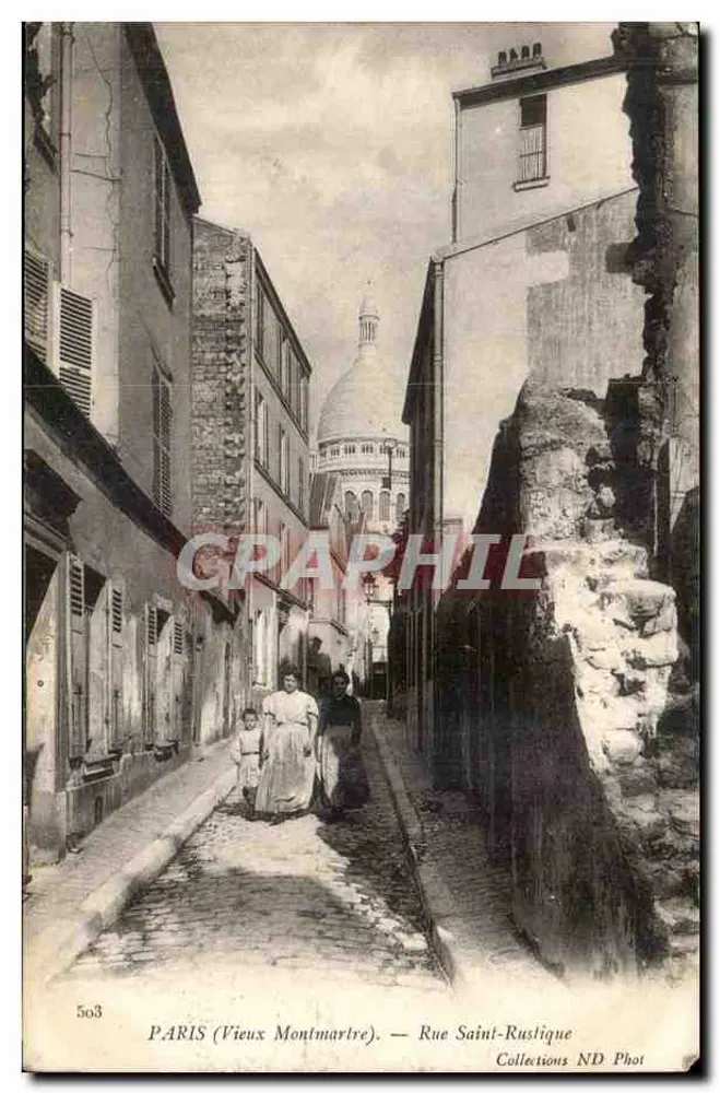 PARIS (Vieux Montmartre) — Rue Saint-Rustique — Collections ND Phot - Frente