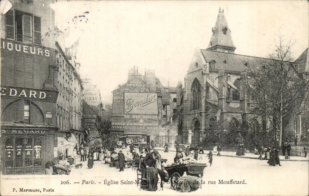 Paris — Kirche Saint-Martin — Perspektive der Rue Mouffetard — P. Marmuse, Paris, n°206 - Vorderseite
