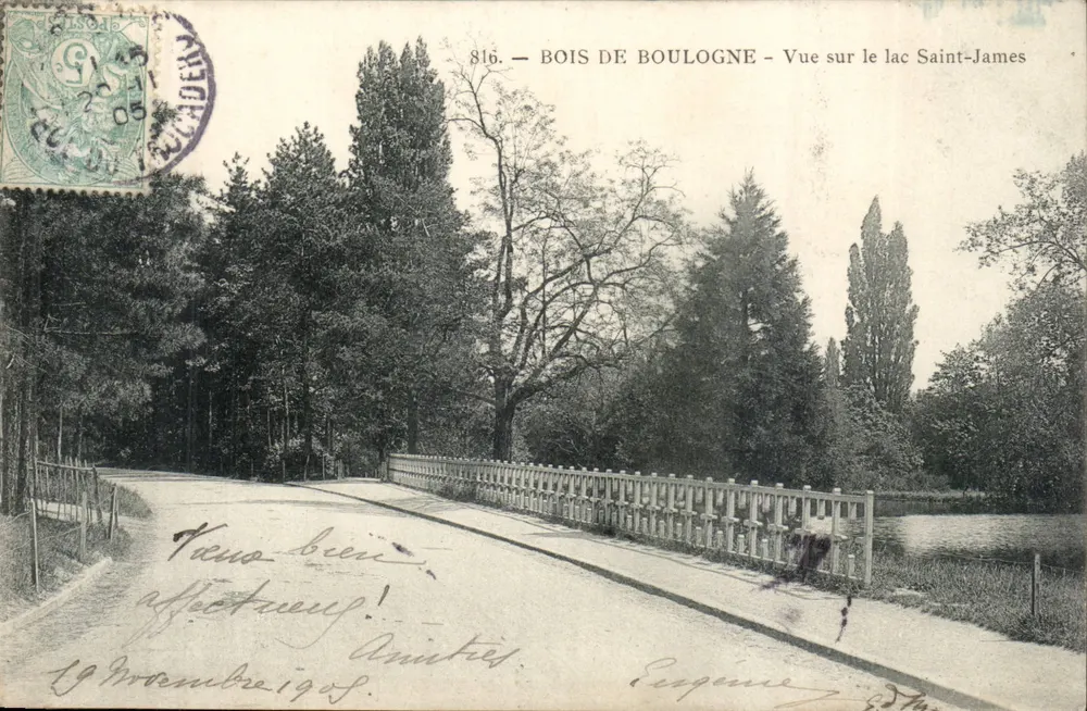 Bois de Boulogne — Ansicht des Sees Saint-James — P. Marmuse, 53 Bd Montparnasse Paris - Vorderseite