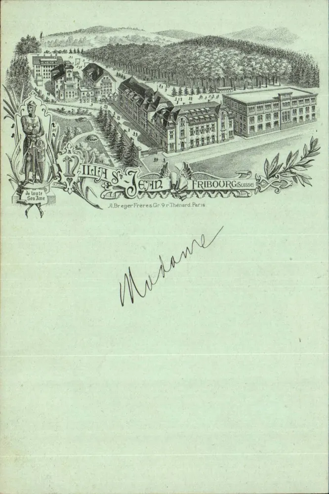 Cidade de Friburgo — vista panorâmica — A. Breger Frères, Gr 9 r. Thénard, Paris - Frente