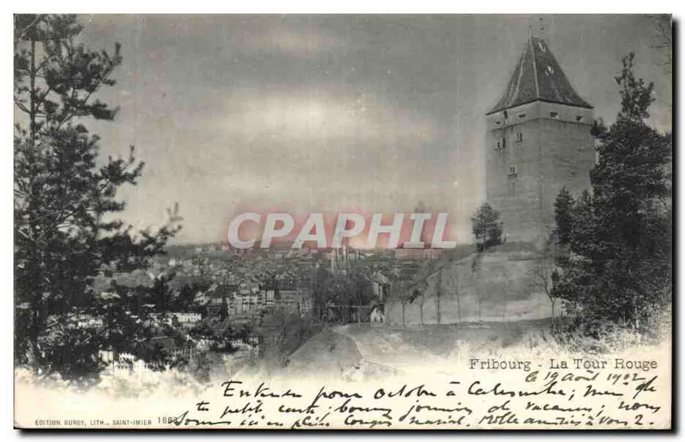 Fribourg - La Tour Rouge — Burgy-Ausgabe, Lith. Saint-Mier, Nr. 1662 - Vorderseite