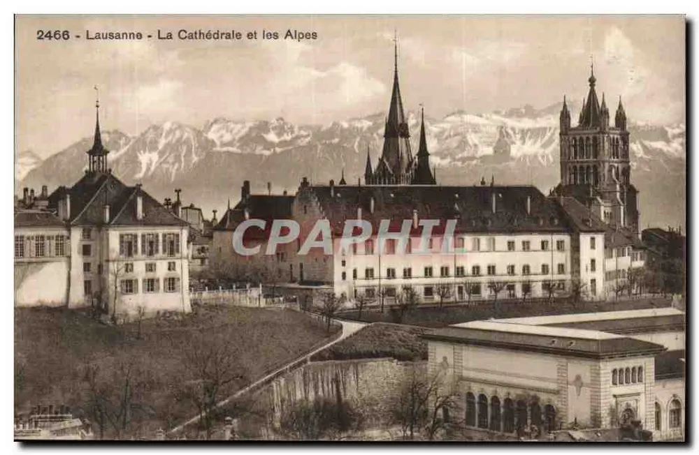 Lausanne - Die Kathedrale und die Alpen — Éditions Louis Burgy, n° 2466 - Vorderseite