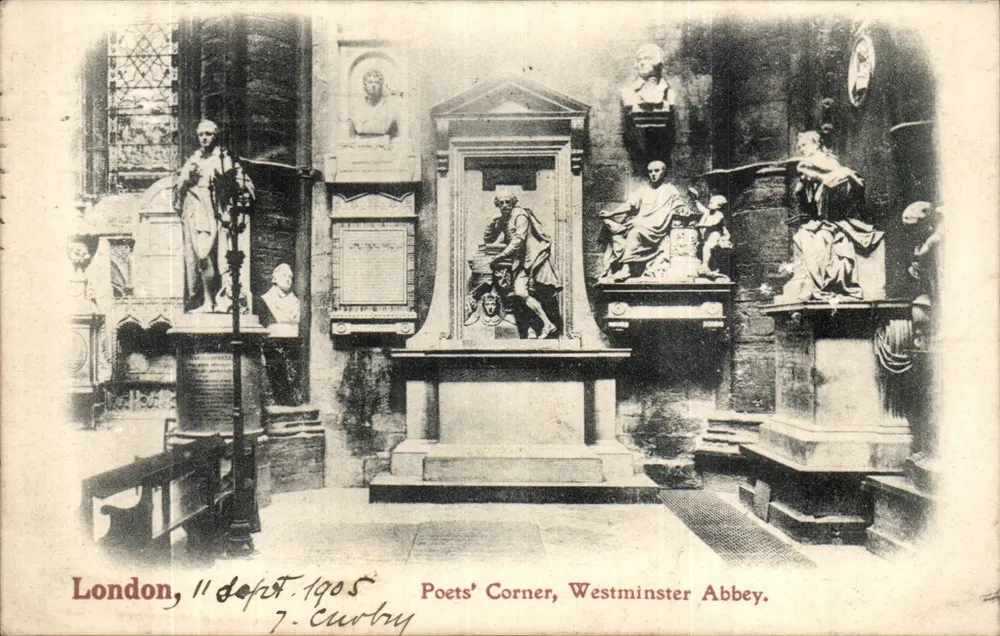 Poets' Corner, Westminster Abbey — London, 11. Sept. 1905 — J. Curby - Vorderseite