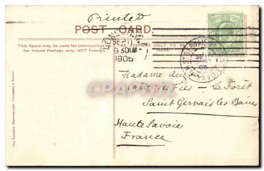 Poets' Corner, Westminster Abbey — London, 11. Sept. 1905 — J. Curby - Rückseite