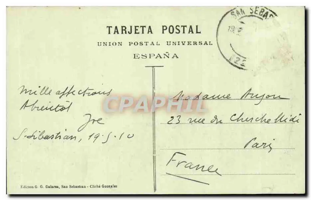 San Sebastián - Isla de Santa Clara desde el Castillo — Edition G. G. Galarraga - Rückseite