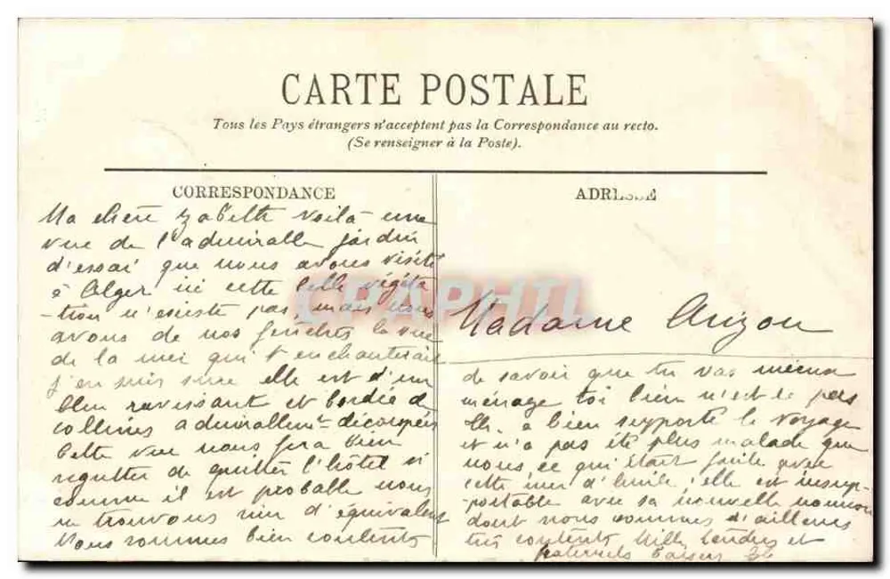 Alger — Versuchsgarten — Avenue des Joucas — LL. — n°178 - Rückseite