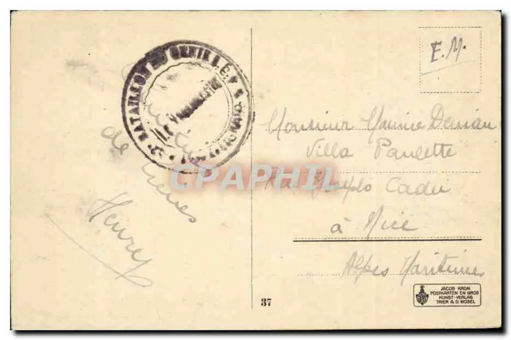 Trier. Alter römischer Brücke — Verlag Jacobs Kron, Nr. 37 - Rückseite