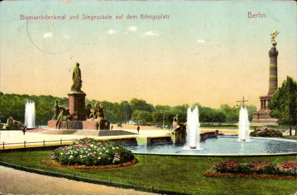 Bismarckdenkmal und Siegessäule auf dem Königsplatz — Berlin — Verlag nicht sichtbar - Vorderseite