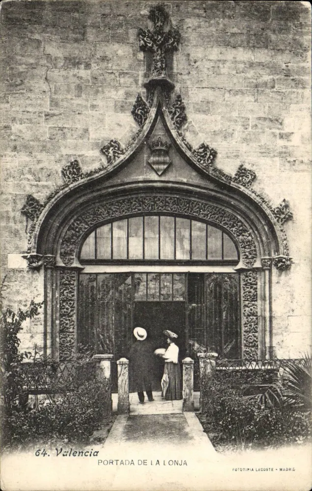 Valência — Portada da Lonja — Fototipia Lacuste, Madrid, n°64 - Frente