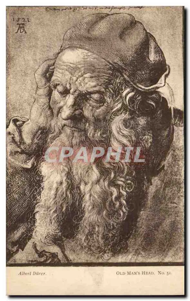 Cabeça de homem idoso — gravura de Albert Dürer — edição K.F.A.S. Londres - Frente