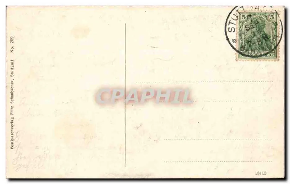 Stuttgart — Teil der unteren Kgl. Anlagen — Postkartenverlag Fritz Schanbacher, Stuttgart, Nr. 209 - Rückseite