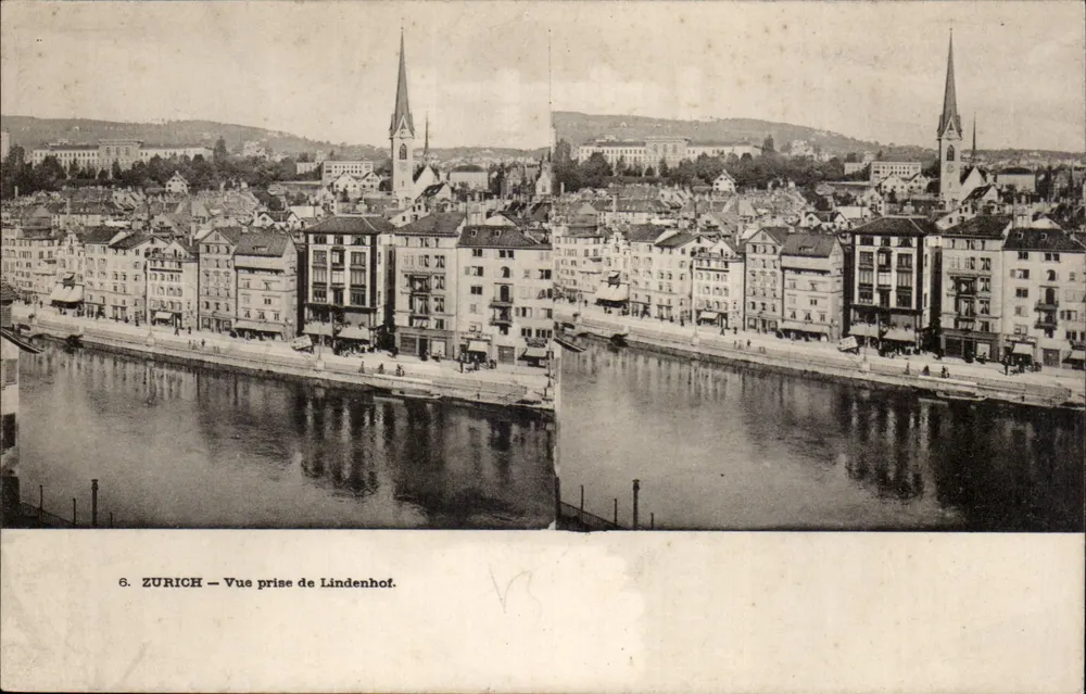 Zürich — Aussicht vom Lindenhof — Verlag nicht sichtbar, Seriennummer 6 - Vorderseite