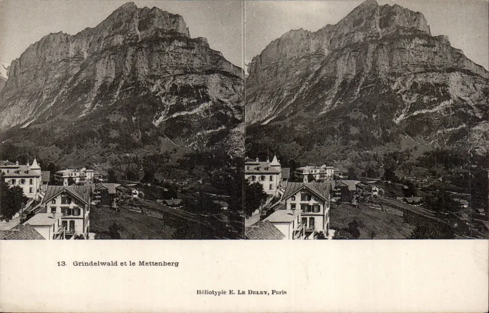 Grindelwald und der Mettenberg — Panoramablick — Héliotypie E. Le Deley, Paris, Nr. 13 - Vorderseite