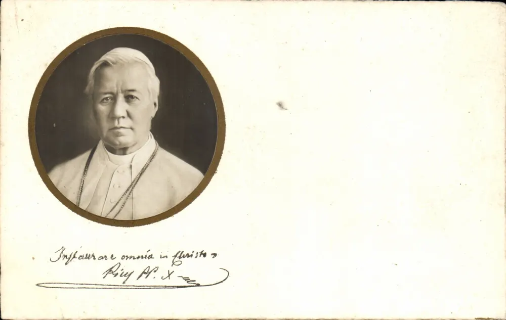 Pape Pio X — retrato em preto e branco — editor Cartolina Postale - Frente