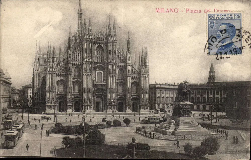 Mailand — Piazza del Duomo — Verleger unbekannt, Seriennummer nicht sichtbar - Vorderseite