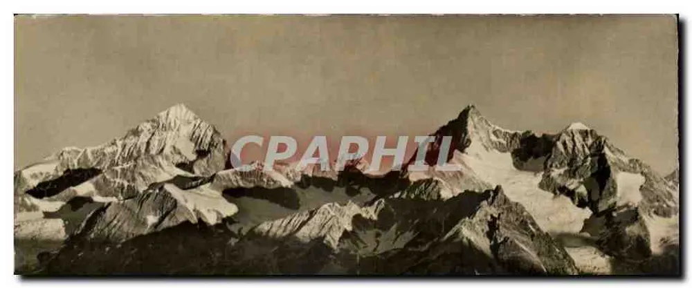 Zermatt. Sonnenaufgang über Gornergrat, Dent Blanche und Obergabelhorn — Photo Porren-Barberini, Zermatt - Vorderseite
