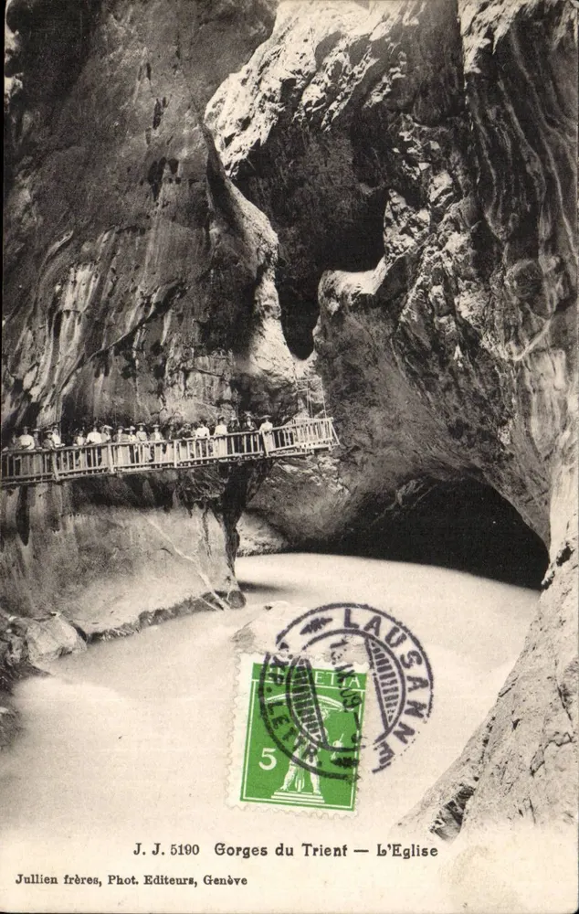 Gorges do Trient — A Igreja — Jullien frères, Fot. Editores, Genebra, n° 5190 - Frente