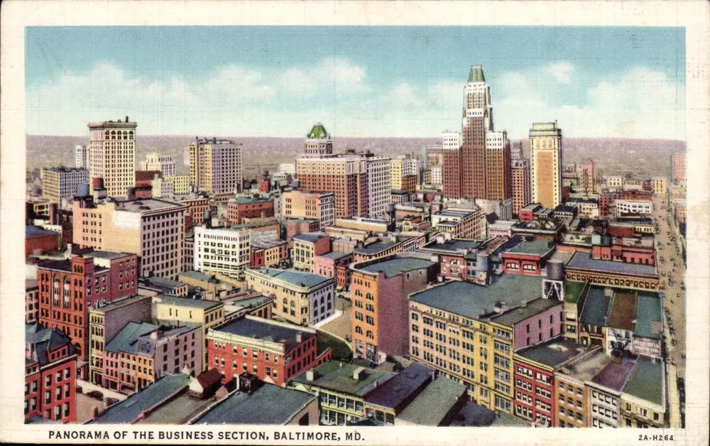 Panorama der Geschäftszone, Baltimore, MD. — C.T. Art Collections, n° 2A-H264 - Vorderseite