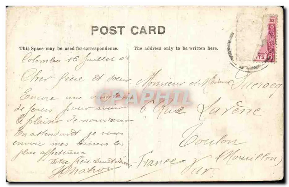 Kandy, Ceilão — vista panorâmica do lago e dos edifícios — Ceylon Postcard Co. - Verso