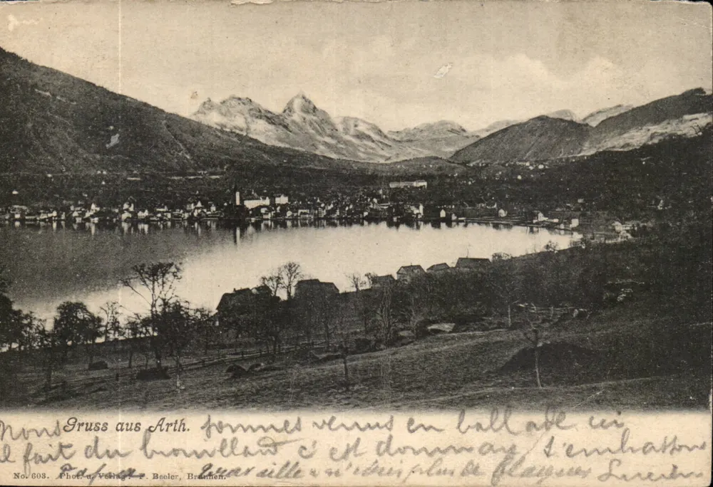 Arith — Vista do lago e das montanhas — Fot. F. Beeler, Bremmen - Frente