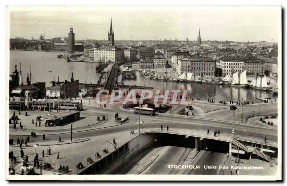 Stockholm — Widok z Katarinahissen — wydawca nieznany, nr 7042 - Awers