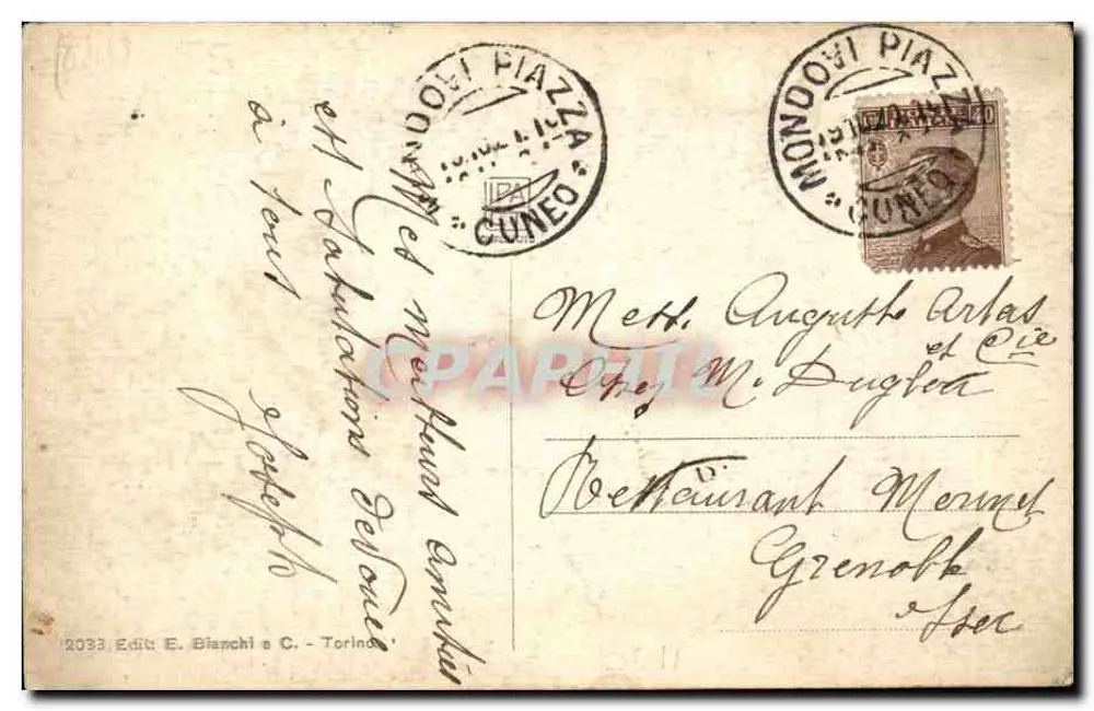 Mondovi - Die Seilbahn — Verlag E. Bianchi & C. - Turin, n° 2033 - Rückseite