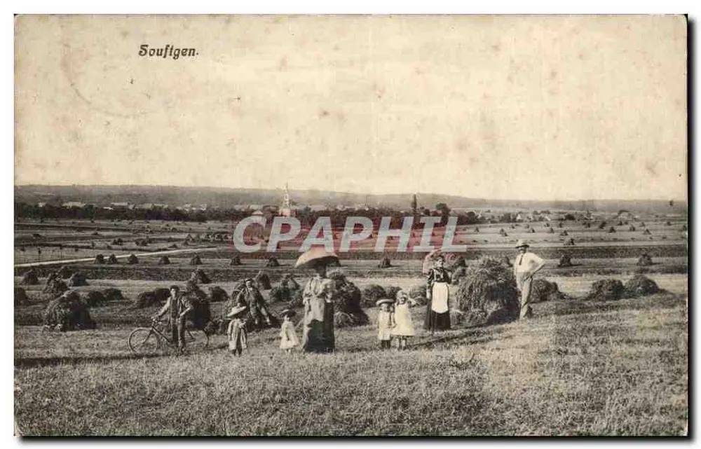 Souflgen — vista de pueblo con campos de heno — editor: Fotog. Kossi, Degenhofen - Anverso