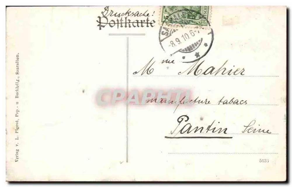 Saaralben (Lothr.) — An der Saarbrücke — editor Vering w. L. Pigeon, Pap. u. Buchdruckerei - Verso