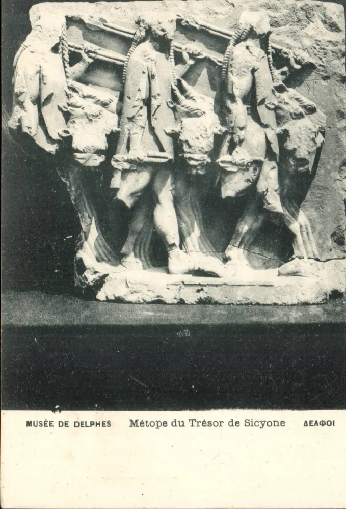 Museum von Delphi — Metope des Schatzes von Sicyon — Verlag Falis & Cottias, n° 767 - Vorderseite