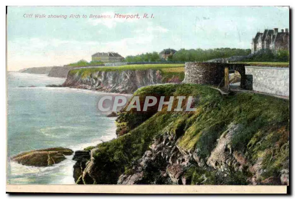 Cliff Walk mit Brücke zu den Breakers, Newport, R. I. — The Robbina Bros. Co., Boston Mass. und Deutschland, n° 4861 - Vorderseite