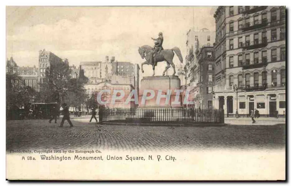 Washington-Monument am Union Square — New York City — Nur Foto, Copyright 1905 von der Rotograph Co. - Vorderseite